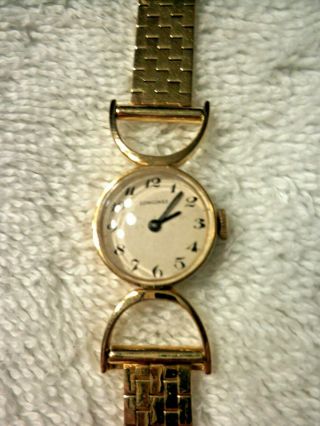Vintage Longines Ladies’ 14k Gold “equestrian” Wristwatch With 14k Gold Band