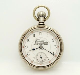 Rare 18s Antique Choo - Choo Train Dial T & M.  Special Seth Thomas Rr Pocket Watch