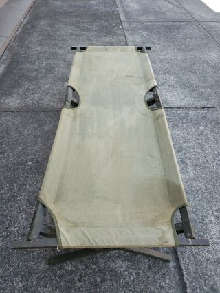 Euc - Dated 1945 - Vintage / U.  S.  Army Military Green Canvas Wood Cot