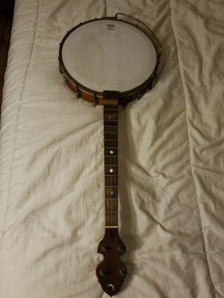 Vintage Banjo 4 string wood instrument Remo Weather king No Strings Needs TLC 2