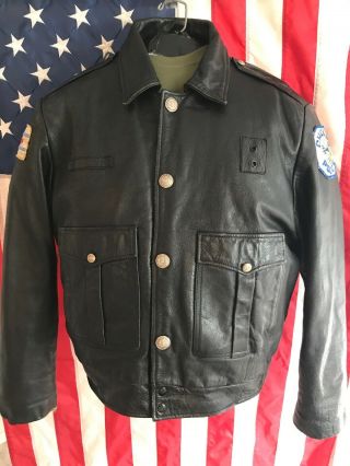 Chicago Police Leather Jacket Vintage Size 44 Authentic Chicago Cop Shop
