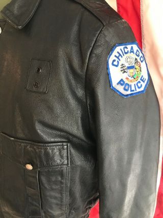 Chicago Police Leather Jacket Vintage Size 44 Authentic Chicago Cop Shop 3