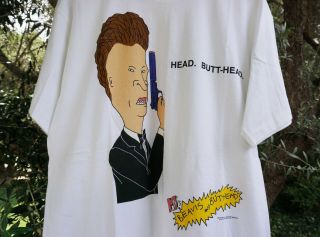 Vintage 1996 Beavis and Butthead James Bond Parody T - shirt Butt - Head MTV 3