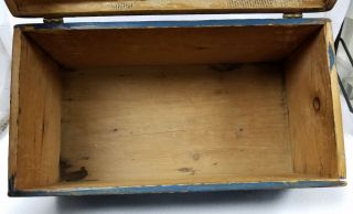 Antique Diminutive Dome Top Pine Blanket Box Chest in Blue Paint 5