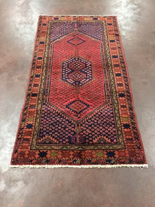 On Great Hand Knotted Persian Hamadan - Zanjan Geometric Rug Carpet 3 