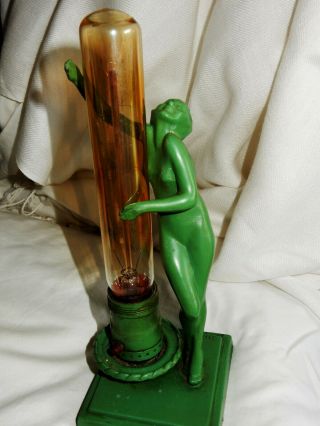 Frankart L206 Art Deco Nude Lady Green Statue Lamp Signed 1928 11