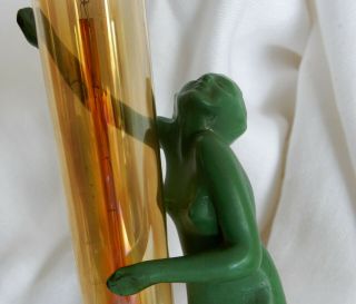 Frankart L206 Art Deco Nude Lady Green Statue Lamp Signed 1928 2