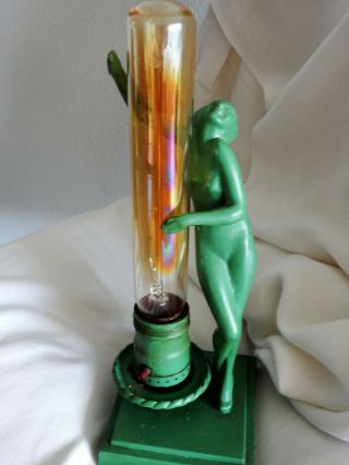 Frankart L206 Art Deco Nude Lady Green Statue Lamp Signed 1928 7