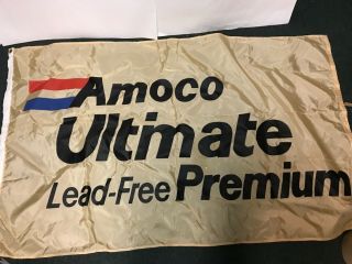 Vintage Amoco Ultimate Premium Gas And Oil Large Banner Sign