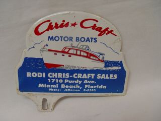 Vintage Rodi Chris Craft Boat Sales Miami Beach Florida License Plate Topper
