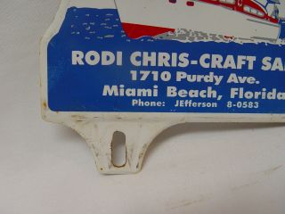 Vintage Rodi Chris Craft Boat Sales Miami Beach Florida License Plate Topper 2