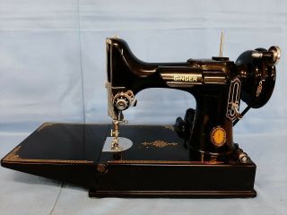 Vtg Singer Featherweight Model 221 - 1 Sewing Machine W/Case - 1951 AKO79123 2
