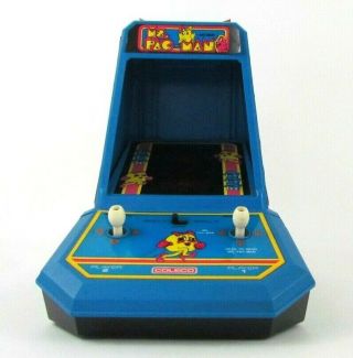 Vintage Ms Pac Man Mini Table Top Video Arcade Game By Coleco Midway 1982