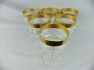Vintage Dorothy Thorpe Gold Band Champagne Coup Cocktail Glasses Golden Rim