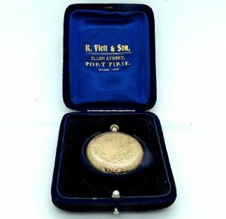 Antique 9k 9ct Gold Full Hunter Filigree Ladies Pocket Watch 30 Gms Box