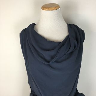 Lanvin Women ' s Vintage Gray Blue Grecian Draped Dress Size 42 US Size 12 2