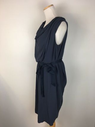 Lanvin Women ' s Vintage Gray Blue Grecian Draped Dress Size 42 US Size 12 4