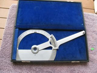 Old Antique Vintage 8 " Usa Engineers Drafting Protractor In Case Tool