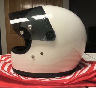Vtg 1975 BELL SNELL Star II 2 White 6 3/4” Motorcycle Racing Helmet w Visor 5