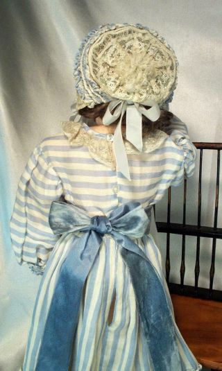 Lovely Vintage Dress & Lace Bonnet Fits Antique French Bebe Doll or German Girl 7