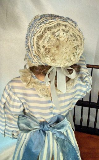 Lovely Vintage Dress & Lace Bonnet Fits Antique French Bebe Doll or German Girl 8
