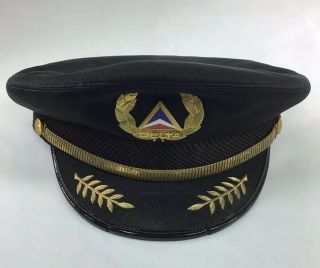 Vintage Delta Air Lines Pilot Captain Hat W/ Badge Superior Uniform Cap