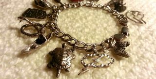 Heavy Vintage Sterling Silver Bracelet & Charms,  54 gr,  8.  0 