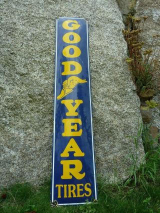 Goodyear Porcelain Sign Advertising Vintage Racing Usa 39 Inches Old Tires Oil