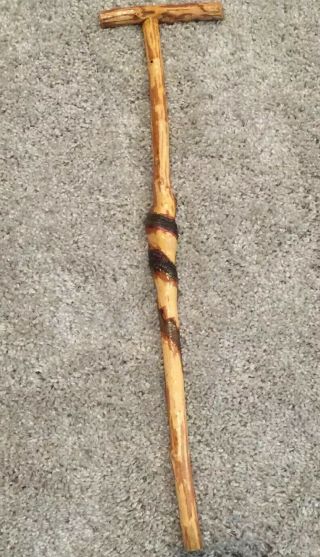 Hand Carved Hiking Stick Walking Cane Twisted Wood Texas Artist Sculptor Hobby
