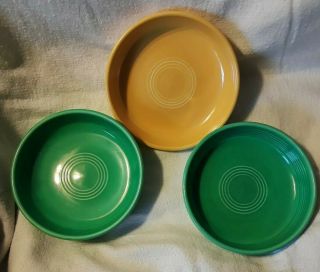 (3) Older Vintage Fiesta Fruit Bowls Light Green Yellow 6 "