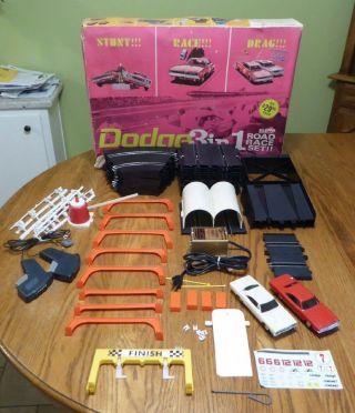 Vintage Eldon Dodge 3 In 1 Stunt Race Set Scat Pack.  Decals Box