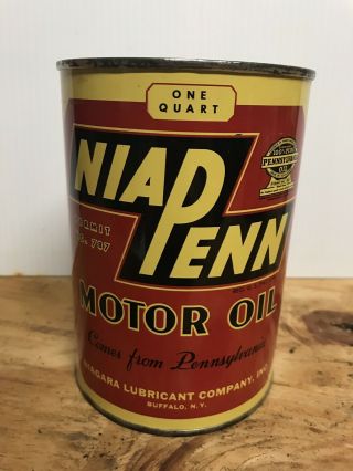 Vintage Early Advertising Nia Penn One Quart Motor Oil Can
