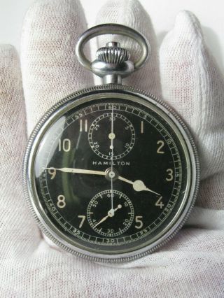 Wwii Ww2 Hamilton Model 23 - 19 Jewel Us Military Navigation Pocket Watch