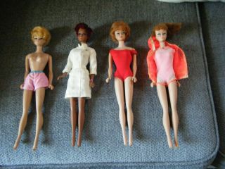 4 Vintage 1960’s Bubble Cut & Other Girl Barbie Dolls All Have Japan On Feet