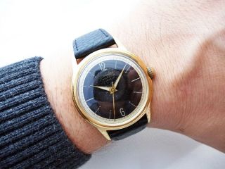 Rare German Black Junghans Max Bill Design Vintage Wristwatch 1960 
