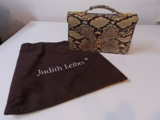 Judith Leiber Vintage Python Snakeskin Clutch Purse Handbag Euc