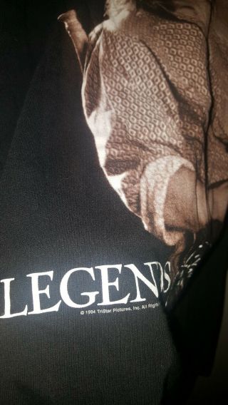 Rare 1994 Legends of the Fall Brad Pitt Official Movie Promo T - Shirt Size Large 3