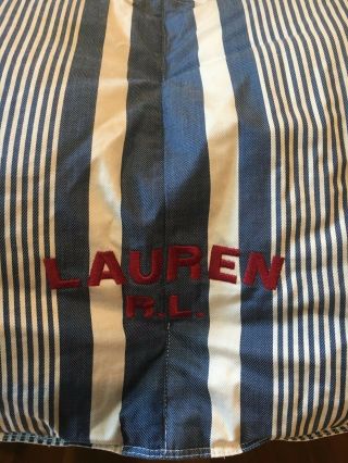 Vtg Ralph Lauren Down Comforter Full Queen Blue/off - White Stripes Usa 88 X 88