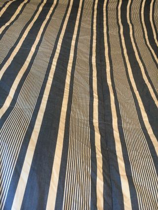 Vtg Ralph Lauren Down Comforter Full Queen Blue/Off - White Stripes USA 88 X 88 3