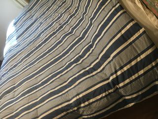 Vtg Ralph Lauren Down Comforter Full Queen Blue/Off - White Stripes USA 88 X 88 4