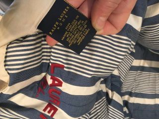 Vtg Ralph Lauren Down Comforter Full Queen Blue/Off - White Stripes USA 88 X 88 6