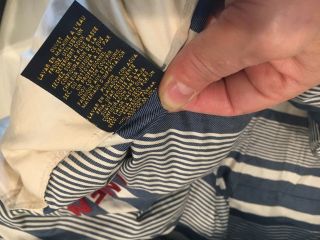 Vtg Ralph Lauren Down Comforter Full Queen Blue/Off - White Stripes USA 88 X 88 7