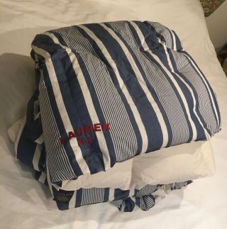 Vtg Ralph Lauren Down Comforter Full Queen Blue/Off - White Stripes USA 88 X 88 8