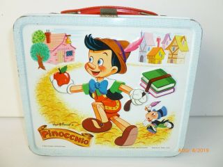 1971 Vintage Pinocchio Metal Lunch Box - - Walt Disney Productions