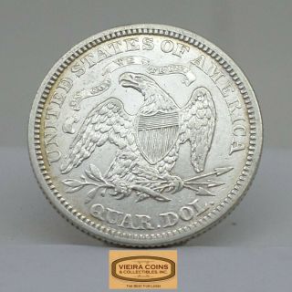 1868 Liberty Seated Silver Quarter,  Mintage 29,  000 Only,  RARE - B16339 2