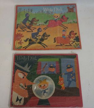 2 1950s Vintage Winky Dink And You Puzzle Complete And All Af79