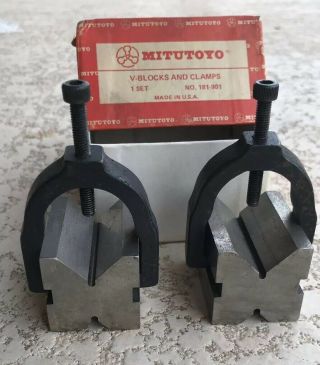 Vintage Machinist Tools Mitutoyo V Block Parallels Metal Milling Clamps 181 - 901