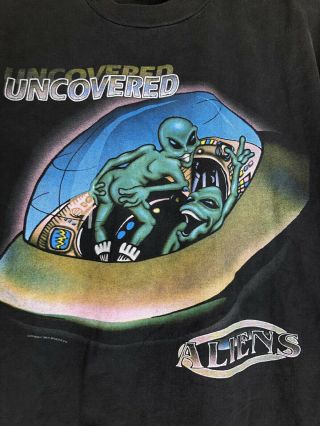 Vintage 90s Alien Workshop Uncovered Aliens T Shirt X Files Area 51 Parody