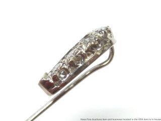 Ultra Fine Antique 1ctw Diamond 14k Pin White Gold Horseshoe Stick Tie Lapel Pin 3