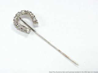Ultra Fine Antique 1ctw Diamond 14k Pin White Gold Horseshoe Stick Tie Lapel Pin 6
